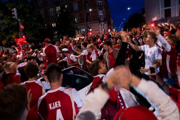 Fans after Denmarks match against Russia, shown on big screen at Ofelia Beach in Copenhagen, Monday 21 June 2021, Copenhagen Denmark  Copyright: RitzauxScanpix IdaxMariexOdgaardx cop103 spdk20210622-014158-L