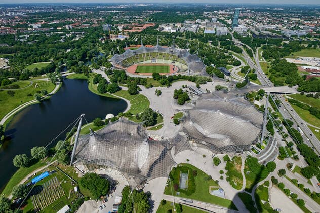 MUNICH, GERMANY - JUNE 16, 2021: The Munich Olympic park and Olympic stadium. Copyright: xVitaliixKliuievx
