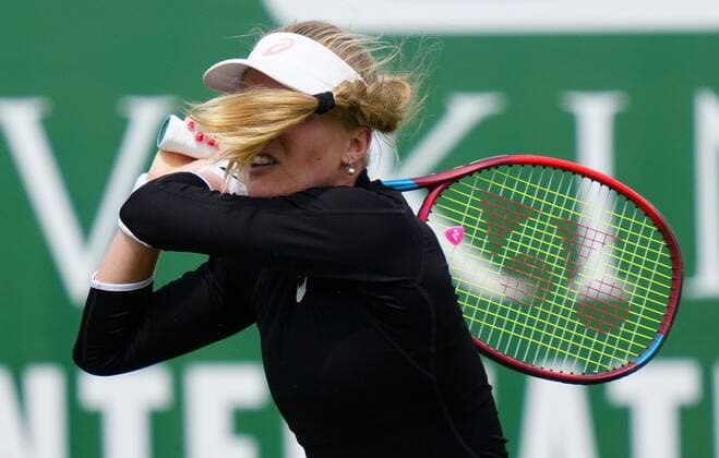 Mandatory Credit: Photo by Dave Shopland BPI Shutterstock (12163770l) Great Britain s Harriet Dart in action Viking International Championships, Day Four, Tennis, Eastbourne, East Sussex, UK - 22 June 2021 EDITORIAL USE ONLY No use with unauthorised audio, video, data, fixture lists, club league logos or live services. Online in-match use limited to 120 images, no video emulation. No use in betting, games or single club league player publications. Viking International Championships, Day Four, Tennis, Eastbourne, East Sussex, UK - 22 June 2021 EDITORIAL USE ONLY No use with unauthorised audio, video, data, fixture lists, club league logos or live services. Online in-match use limited to 120 images, no video emulation. No use in betting, games or single club league player publications. Copyright: xDavexShopland BPI Shutterstockx 12163770l