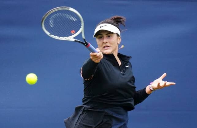 Mandatory Credit: Photo by Dave Shopland BPI Shutterstock (12163770ae) Canada s Bianca Andreescu action Viking International Championships, Day Four, Tennis, Eastbourne, East Sussex, UK - 22 June 2021 EDITORIAL USE ONLY No use with unauthorised audio, video, data, fixture lists, club league logos or live services. Online in-match use limited to 120 images, no video emulation. No use in betting, games or single club league player publications. Viking International Championships, Day Four, Tennis, Eastbourne, East Sussex, UK - 22 June 2021 EDITORIAL USE ONLY No use with unauthorised audio, video, data, fixture lists, club league logos or live services. Online in-match use limited to 120 images, no video emulation. No use in betting, games or single club league player publications. Copyright: xDavexShopland BPI Shutterstockx 12163770ae