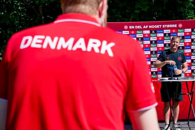 Denmarks national coach Kasper Hjulmand EC national team meets the press in Helsingoer, the day after Denmark won 4 1 over Russia, Tuesday 22 June 2021, Elsinore Denmark  Copyright: fotograf@clausbech.dk ClausxBechx COP107 spdk20210622-171838-L