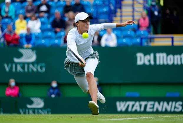 Mandatory Credit: Photo by Dave Shopland BPI Shutterstock (12163770cc) Iga Swiatek from Poland Viking International Championships, Day Four, Tennis, Eastbourne, East Sussex, UK - 22 June 2021 EDITORIAL USE ONLY No use with unauthorised audio, video, data, fixture lists, club league logos or live services. Online in-match use limited to 120 images, no video emulation. No use in betting, games or single club league player publications. Viking International Championships, Day Four, Tennis, Eastbourne, East Sussex, UK - 22 June 2021 EDITORIAL USE ONLY No use with unauthorised audio, video, data, fixture lists, club league logos or live services. Online in-match use limited to 120 images, no video emulation. No use in betting, games or single club league player publications. Copyright: xDavexShopland BPI Shutterstockx 12163770cc