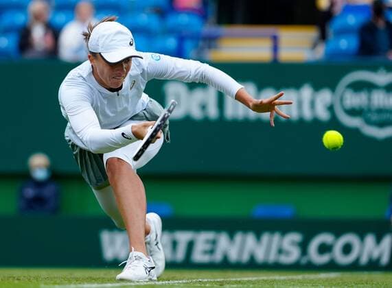 Mandatory Credit: Photo by Dave Shopland BPI Shutterstock (12163770bu) Iga Swiatek from Poland Viking International Championships, Day Four, Tennis, Eastbourne, East Sussex, UK - 22 June 2021 EDITORIAL USE ONLY No use with unauthorised audio, video, data, fixture lists, club league logos or live services. Online in-match use limited to 120 images, no video emulation. No use in betting, games or single club league player publications. Viking International Championships, Day Four, Tennis, Eastbourne, East Sussex, UK - 22 June 2021 EDITORIAL USE ONLY No use with unauthorised audio, video, data, fixture lists, club league logos or live services. Online in-match use limited to 120 images, no video emulation. No use in betting, games or single club league player publications. Copyright: xDavexShopland BPI Shutterstockx 12163770bu
