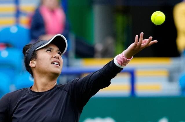 Mandatory Credit: Photo by Dave Shopland BPI Shutterstock (12163770co) Great Britain s Heather Watson action Viking International Championships, Day Four, Tennis, Eastbourne, East Sussex, UK - 22 June 2021 EDITORIAL USE ONLY No use with unauthorised audio, video, data, fixture lists, club league logos or live services. Online in-match use limited to 120 images, no video emulation. No use in betting, games or single club league player publications. Viking International Championships, Day Four, Tennis, Eastbourne, East Sussex, UK - 22 June 2021 EDITORIAL USE ONLY No use with unauthorised audio, video, data, fixture lists, club league logos or live services. Online in-match use limited to 120 images, no video emulation. No use in betting, games or single club league player publications. Copyright: xDavexShopland BPI Shutterstockx 12163770co