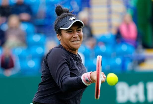 Mandatory Credit: Photo by Dave Shopland BPI Shutterstock (12163770cr) Great Britain s Heather Watson action Viking International Championships, Day Four, Tennis, Eastbourne, East Sussex, UK - 22 June 2021 EDITORIAL USE ONLY No use with unauthorised audio, video, data, fixture lists, club league logos or live services. Online in-match use limited to 120 images, no video emulation. No use in betting, games or single club league player publications. Viking International Championships, Day Four, Tennis, Eastbourne, East Sussex, UK - 22 June 2021 EDITORIAL USE ONLY No use with unauthorised audio, video, data, fixture lists, club league logos or live services. Online in-match use limited to 120 images, no video emulation. No use in betting, games or single club league player publications. Copyright: xDavexShopland BPI Shutterstockx 12163770cr
