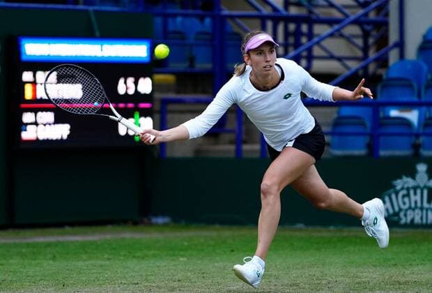 Mandatory Credit: Photo by Dave Shopland BPI Shutterstock (12163770dq) Belgium s Elise Mertens Viking International Championships, Day Four, Tennis, Eastbourne, East Sussex, UK - 22 June 2021 EDITORIAL USE ONLY No use with unauthorised audio, video, data, fixture lists, club league logos or live services. Online in-match use limited to 120 images, no video emulation. No use in betting, games or single club league player publications. Viking International Championships, Day Four, Tennis, Eastbourne, East Sussex, UK - 22 June 2021 EDITORIAL USE ONLY No use with unauthorised audio, video, data, fixture lists, club league logos or live services. Online in-match use limited to 120 images, no video emulation. No use in betting, games or single club league player publications.  Copyright: xDavexShopland BPI Shutterstockx 12163770dq