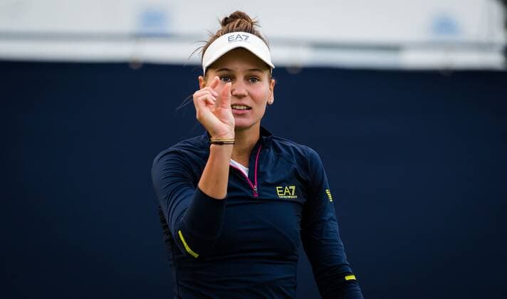Mandatory Credit: Photo by Rob Prange Shutterstock (12163992eo) iIVeronika Kudermetova of Russia in action during the first round at the 2021 Viking International WTA, Tennis Damen 500 tennis tournament Viking International Championships, Day Four, Tennis, Eastbourne, East Sussex, UK - 22 June 2021 EDITORIAL USE ONLY No use with unauthorised audio, video, data, fixture lists, club league logos or live services. Online in-match use limited to 120 images, no video emulation. No use in betting, games or single club league player publications. Viking International Championships, Day Four, Tennis, Eastbourne, East Sussex, UK - 22 June 2021 EDITORIAL USE ONLY No use with unauthorised audio, video, data, fixture lists, club league logos or live services. Online in-match use limited to 120 images, no video emulation. No use in betting, games or single club league player publications.  Copyright: xRobxPrange Shutterstockx 12163992eo