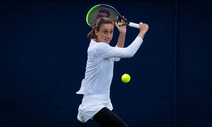 Mandatory Credit: Photo by Rob Prange Shutterstock (12163992fe) iIPetra Martic of Croatia in action during the first round at the 2021 Viking International WTA, Tennis Damen 500 tennis tournament Viking International Championships, Day Four, Tennis, Eastbourne, East Sussex, UK - 22 June 2021 EDITORIAL USE ONLY No use with unauthorised audio, video, data, fixture lists, club league logos or live services. Online in-match use limited to 120 images, no video emulation. No use in betting, games or single club league player publications. Viking International Championships, Day Four, Tennis, Eastbourne, East Sussex, UK - 22 June 2021 EDITORIAL USE ONLY No use with unauthorised audio, video, data, fixture lists, club league logos or live services. Online in-match use limited to 120 images, no video emulation. No use in betting, games or single club league player publications.  Copyright: xRobxPrange Shutterstockx 12163992fe