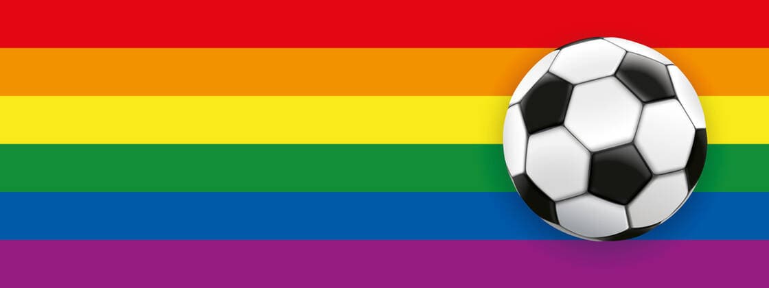 Football Rainbow Header Football on the rainbow colored background.