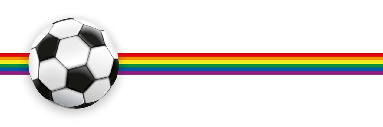 Football Rainbow Flag Stripe Header Football on the rainbow colored background.