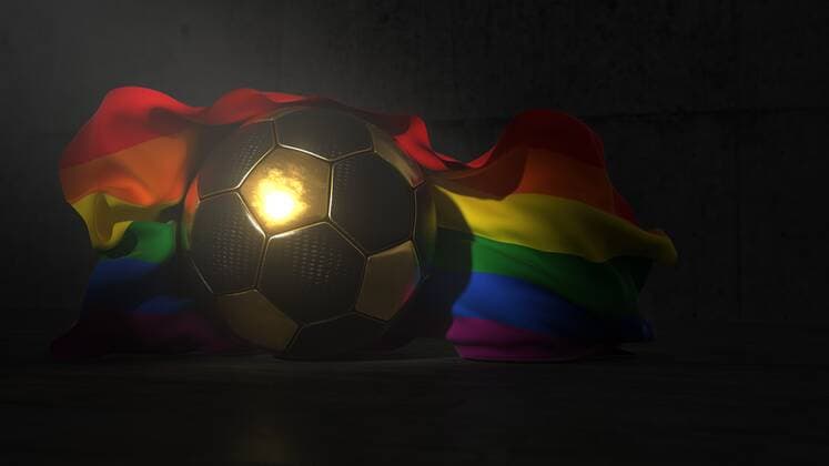 Sport Bilder des Tages Rainbow Flag Football Diversity in football. 3d illustration.