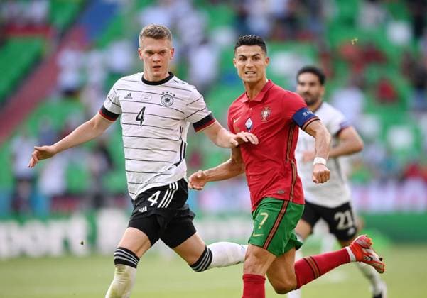 FOOTBALL Euro 2021 GROUP C Match 24 in Munich Portugal Germany 19 06 2021 Matthias Ginter left, Germany vs Cristiano Ronaldo right, Portugal