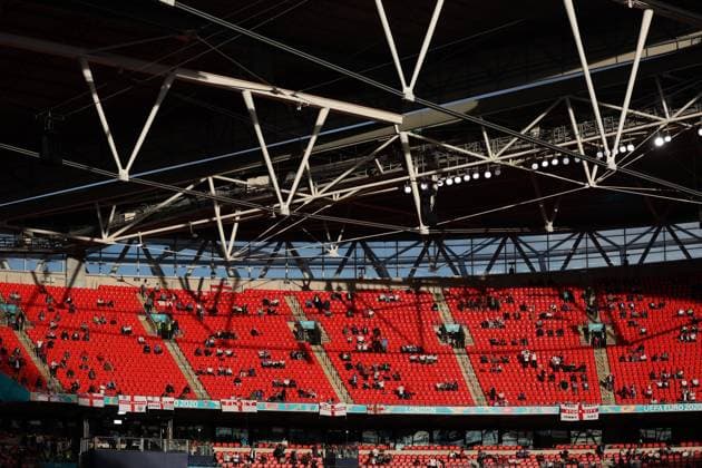 Fans in the stand at the Czech Republic v England UEFA EURO, EM, Europameisterschaft,Fussball 2020 Group D match at Wembley Stadium, London, UK, on June 22, 2020. 