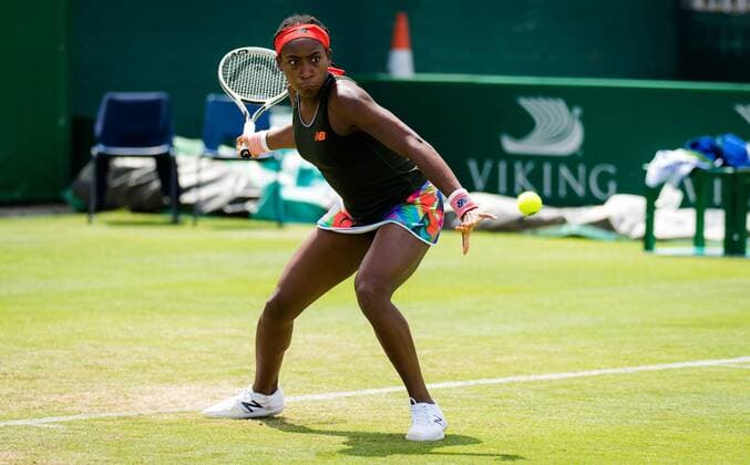 Mandatory Credit: Photo by Rob Prange Shutterstock (12165838ae) Cori Gauff of the United States in action during the second round at the 2021 Viking International WTA, Tennis Damen 500 tennis tournament Viking International Championships, Day Five, Tennis, Eastbourne, East Sussex, UK - 23 June 2021 Viking International Championships, Day Five, Tennis, Eastbourne, East Sussex, UK - 23 June 2021 Copyright: xRobxPrange Shutterstockx 12165838ae