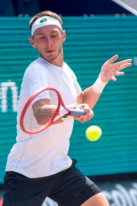 Slovakian tennis player Lukas Klein hits the ball during his match against Australian Jordan Thompson, in Mallorca Championships ATP, Tennis Herren 250 tennis tournament at Mallorca Country Club in Santa Ponca, Majorca island, eastern Spain, 23 June 2021. Mallorca Championships ATP 250 tennis tournament !ACHTUNG: NUR REDAKTIONELLE NUTZUNG!  Copyright: xATIENZAx GRAF6558 20210623-ab478c8d75dc7817179d367c6300cc3d7ebee37b