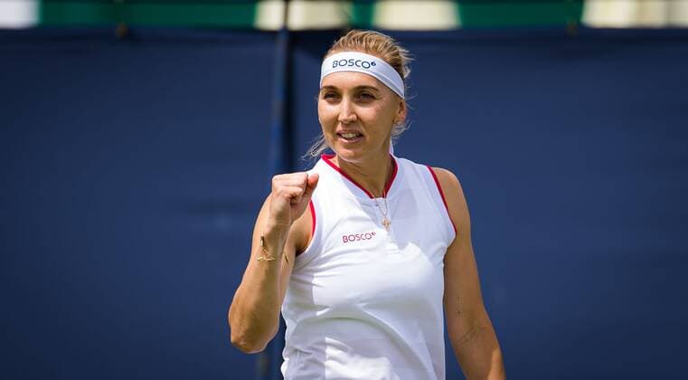 Mandatory Credit: Photo by Rob Prange Shutterstock (12165838al) Elena Vesnina of Russia playing doubles at the 2021 Viking International WTA, Tennis Damen 500 tennis tournament Viking International Championships, Day Five, Tennis, Eastbourne, East Sussex, UK - 23 June 2021 Viking International Championships, Day Five, Tennis, Eastbourne, East Sussex, UK - 23 June 2021 Copyright: xRobxPrange Shutterstockx 12165838al