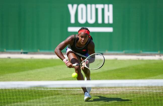 Sport Bilder des Tages Mandatory Credit: Photo by Dave Shopland BPI Shutterstock (12165746bp) USA s Coco Gauff action Viking International Championships, Day Five, Tennis, Eastbourne, East Sussex, UK - 23 June 2021 Viking International Championships, Day Five, Tennis, Eastbourne, East Sussex, UK - 23 June 2021 Copyright: xDavexShopland BPI Shutterstockx 12165746bp