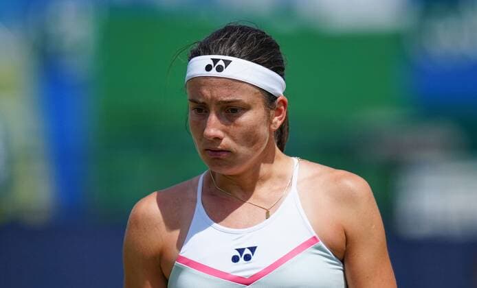 Mandatory Credit: Photo by Dave Shopland BPI Shutterstock (12165746fb) Anastasija Sevastova from Latvia in action Viking International Championships, Day Five, Tennis, Eastbourne, East Sussex, UK - 23 June 2021 Viking International Championships, Day Five, Tennis, Eastbourne, East Sussex, UK - 23 June 2021 Copyright: xDavexShopland BPI Shutterstockx 12165746fb