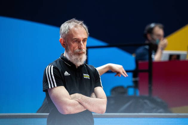 210623 Head coach Marco Crespi of Sweden during the FIBA Women s Eurobasket quarter final match between Belarus and Sweden on June 23, 2021 in Valencia Photo Maxim ThorÃ BILDBYRAN kod MT MT0197 basketball basketball national team fiba women s eurobasket basket em sverige sweden kvartsfinal dag 7 belarus Belarus dam bbeng,  Copyright: MAXIMxTHORE BB210623MT030