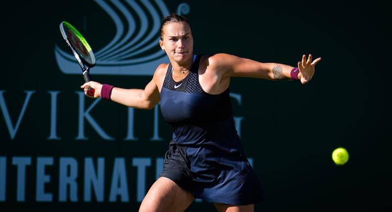 Mandatory Credit: Photo by Rob Prange Shutterstock (12165838bk) Aryna Sabalenka of Belarus in action during her second-round match at the 2021 Viking International WTA, Tennis Damen 500 tennis tournament Viking International Championships, Day Five, Tennis, Eastbourne, East Sussex, UK - 23 June 2021 Viking International Championships, Day Five, Tennis, Eastbourne, East Sussex, UK - 23 June 2021 Copyright: xRobxPrange Shutterstockx 12165838bk