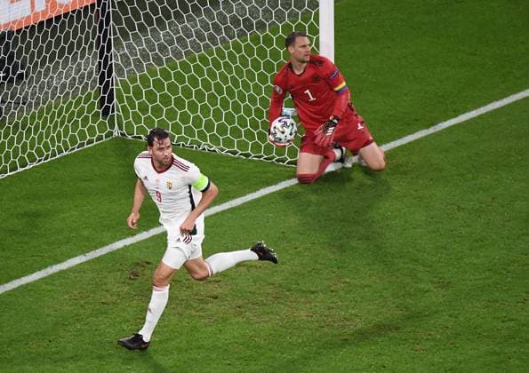 23 06 2021, xjhx, european football championship 2020 group F, germany hungary emspor, v l adam szalai hungary hungary scores the goal to scores the goal 0 1 Manuel Neuer German national football team DFB Muenchen