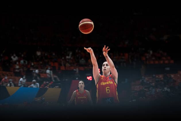 210623 Silvia Dominguez of Spain during the FIBA Women s Eurobasket quarter final match between Serbia and Spain on June 23, 2021 in Valencia Photo Maxim Thore BILDBYRAN kod MT MT0198 basket basketball national team fiba women s eurobasket basket em serbien serbia spain spanien dam bbeng,  Copyright: MAXIMxTHORE BB210623MT137