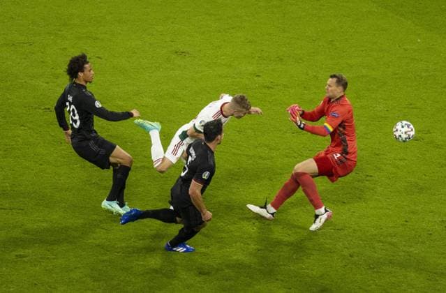 Goal to 1 2 by Andras Schäfer Hungary against Leroy Sane Germany , Mats Hummels Germany , goalkeeper Manuel Neuer Germany Germany Hungary Munich, 23 06 2021, football, 2020 21 season Photo Moritz Müller