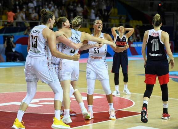 STRASBOURG, FRANCE - JUNE 23 : Belgian Cats celebrate the win pictured during FIBA Women s Eurobasket match between Belgium and Russia on june 23, 2021 in Strasbourg, France 23 06 2021 BASKET BALL : France Vs Bosnie - Women s Eurobasket - 23 06 2021 Photonews Panoramic 