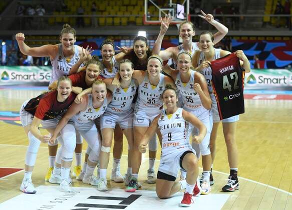 Sport Bilder des Tages STRASBOURG, FRANCE - JUNE 23 : Belgian Cats celebrate the win pictured during FIBA Women s Eurobasket match between Belgium and Russia on june 23, 2021 in Strasbourg, France 23 06 2021 BASKET BALL : France Vs Bosnie - Women s Eurobasket - 23 06 2021 Photonews Panoramic 