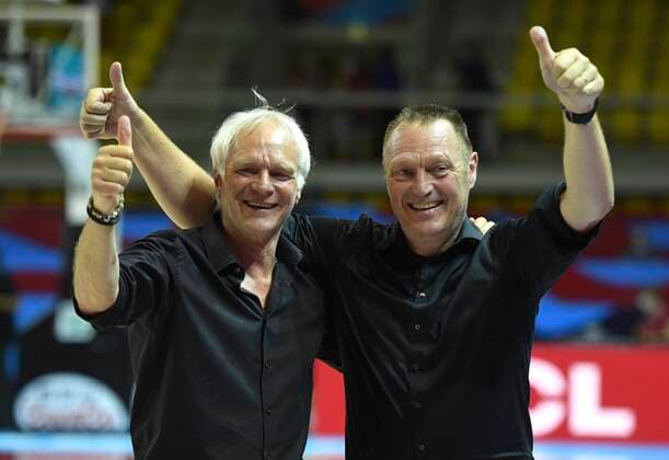STRASBOURG, FRANCE - JUNE 23 : Pierre Cornia of Belgium & Philip Mestdagh of Belgium pictured during FIBA Women s Eurobasket match between Belgium and Russia on june 23, 2021 in Strasbourg, France 23 06 2021 BASKET BALL : France Vs Bosnie - Women s Eurobasket - 23 06 2021 Photonews Panoramic 