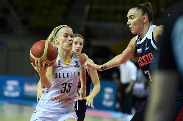 STRASBOURG, FRANCE - JUNE 23 : Julie Van Loo of Belgium pictured during FIBA Women s Eurobasket match between Belgium and Russia on june 23, 2021 in Strasbourg, France 23 06 2021 BASKET BALL : France Vs Bosnie - Women s Eurobasket - 23 06 2021 Photonews Panoramic 