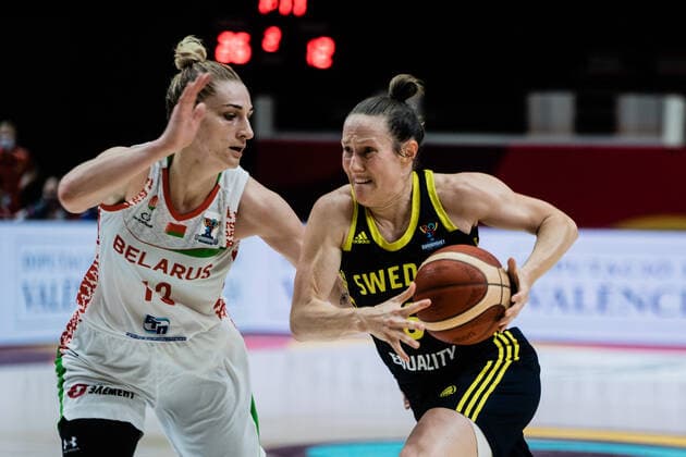 Belarus v Sweden - Women s EuroBasket 2021 Sweden s guard Elin Eldebrink in action during EuroBasket 2021 quarter-finals match between Belarus and Sweden at Fuente de Sant Luis pavilion on June 23, 2021 in Valencia, Spain. Valencia Spain reinorenon-notitle210623_nps6s  Copyright: xJonxImanolxReinox