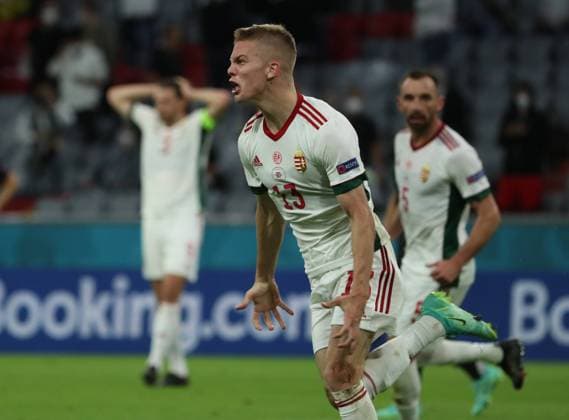 Fussball, Herren, Saison 2020 21, Euro 2020, Gruppe F (3. Spieltag) in München, Deutschland - Ungarn (2:2), Andras Schäfer (Ungarn), Jubel nach Tor zum 1:2, 23.06. 2021, Copyright: xMatthiasxKochx