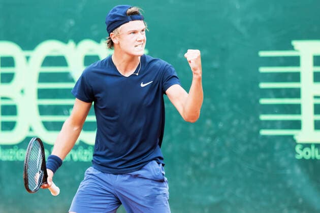 Mandatory Credit: Photo by Valerio Origo LiveMedia Shutterstock (12167679ap) exultation of Run Holger Danish player Tennis Internationals ATP, Tennis Herren Challenger Milano 2021, Milan, Italy - 24 Jun 2021 Tennis Internationals ATP Challenger Milano 2021, Milan, Italy - 24 Jun 2021  Copyright: xValerioxOrigo LiveMedia Shutterstockx 12167679ap