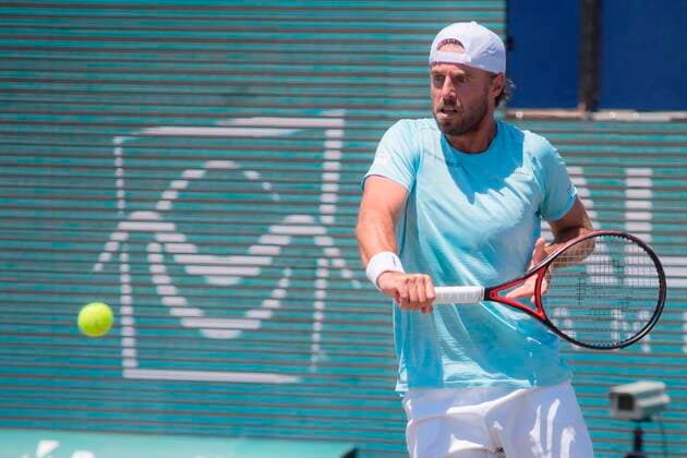 Austrian tennis player Oliver Marach in action during his double match with teammate Aisam-Ul-Haq Qureshi of Pakistan against Carlos Gomez-Herrera of Spain and Novak Djokovic of Serbia during their Mallorca Championships ATP, Tennis Herren 250 tennis tournament s double match held at Mallorca Country Club in Santa Ponca, Mallorca, Balearic islands, Spain, 24 June 2021. Mallorca Championships ATP 250 tennis tournament !ACHTUNG: NUR REDAKTIONELLE NUTZUNG!  Copyright: xATIENZAx GRAF7245 20210624-9b2411820cbfaccf4ba5546771e5ef2f96377d6a