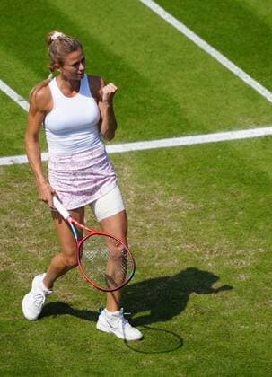 Mandatory Credit: Photo by Dave Shopland BPI Shutterstock (12167170h) Italy s Camila Giorgi celebrates match point as she reaches semi final Viking International Championships, Day Six, Tennis, Eastbourne, East Sussex, UK - 24 June 2021 Viking International Championships, Day Six, Tennis, Eastbourne, East Sussex, UK - 24 June 2021 Copyright: xDavexShopland BPI Shutterstockx 12167170h