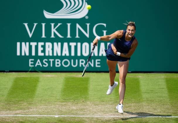 Mandatory Credit: Photo by Dave Shopland BPI Shutterstock (12167170ak) Aryna Sabalenka Viking International Championships, Day Six, Tennis, Eastbourne, East Sussex, UK - 24 June 2021 Viking International Championships, Day Six, Tennis, Eastbourne, East Sussex, UK - 24 June 2021 Copyright: xDavexShopland BPI Shutterstockx 12167170ak