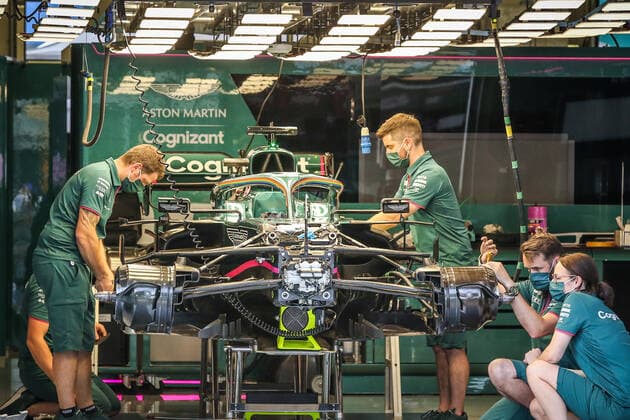 FORMULA 1 - GP of Styria 2021 SPIELBERG,AUSTRIA,24.JUN.21 - MOTORSPORTS, FORMULA 1 - Grand Prix of Styria, Red Bull Ring, preview. Image shows box of Lance Stroll (CAN Aston Martin).  GEPAxpictures xManfredxBinder