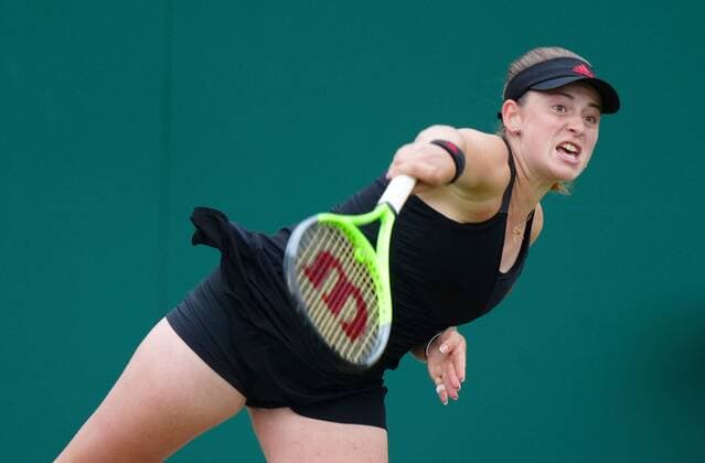 Mandatory Credit: Photo by Dave Shopland BPI Shutterstock (12167170az) Latvia s Jelena Ostapenko action during her win Viking International Championships, Day Six, Tennis, Eastbourne, East Sussex, UK - 24 June 2021 Viking International Championships, Day Six, Tennis, Eastbourne, East Sussex, UK - 24 June 2021 Copyright: xDavexShopland BPI Shutterstockx 12167170az