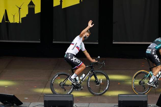 Brest, France - June 24 : SAGAN Peter (SVK) of BORA - HANSGROHE during the team presentation prior the start of the 108th edition of the 2021 Tour de France cycling race on June 24, 2021 in Brest, France, 24 06 2021 CYCLISME : 108eme edition Tour de France 2021 - Brest - 24 06 2021 PhotoNews Panoramic 