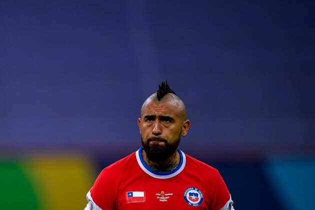 Futbol, Chile vs Paraguay. Copa America Brasil 2021. El jugador de Chile Arturo Vidal es fotografiado antes del partido por el grupo A de Copa America disputado en el estadio Nacional Mane Garrincha, en Brasilia, Brasil. 24 06 2021 Mateus Bonomi AGIF Photosport Football, Chile vs Paraguay. Brazil Copa America Championship 2021. Chile s player Arturo Vidal ,is pictured before the match of Copa America Championship at Nacional Mane Garrincha stadium in Brasilia, Brazil. 24 06 2021 Mateus Bonomi AGIF Photosport Chile vs Paraguay, Copa America 2021