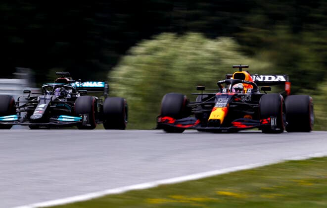 44 Lewis Hamilton GBR, Mercedes AMG Petronas F1 Team , 33 Max Verstappen NED, Red Bull Racing , F1 Grand Prix of Styria at Red Bull Ring on June 25, 2021 in Spielberg, Austria Photo by HOCH ZWEI Spielberg Austria