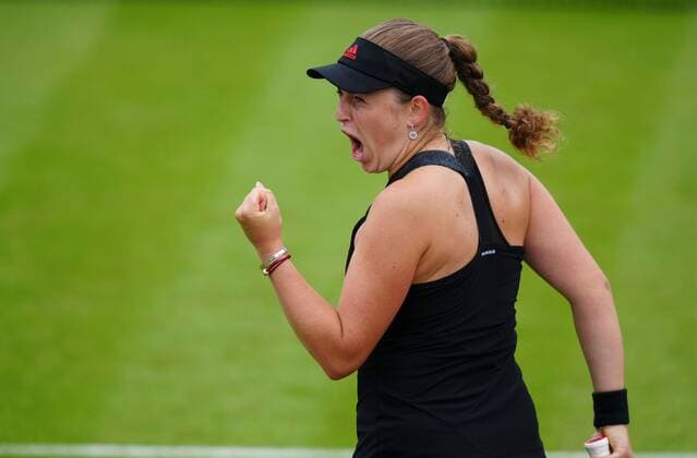 Mandatory Credit: Photo by Dave Shopland BPI Shutterstock (12168980bd) Latvia s Jelena Ostapenko celebrates a break of serve Viking International Championships, Day Seven, Tennis, Eastbourne, East Sussex, UK - 25 June 2021 Viking International Championships, Day Seven, Tennis, Eastbourne, East Sussex, UK - 25 June 2021 Copyright: xDavexShopland BPI Shutterstockx 12168980bd