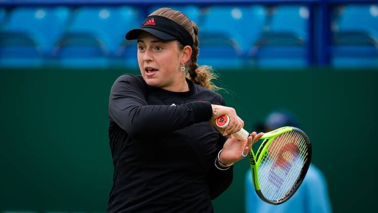 Mandatory Credit: Photo by Rob Prange Shutterstock (12168975ab) Jelena Ostapenko of Latvia in action during her semi-final match at the 2021 Viking International WTA, Tennis Damen 500 tennis tournament Viking International Championships, Day Seven, Tennis, Eastbourne, East Sussex, UK - 25 June 2021 Viking International Championships, Day Seven, Tennis, Eastbourne, East Sussex, UK - 25 June 2021 Copyright: xRobxPrange Shutterstockx 12168975ab