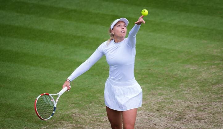 Mandatory Credit: Photo by Rob Prange Shutterstock (12168976u) Anett Kontaveit of Estonia in action during the final of the 2021 Viking International WTA, Tennis Damen 500 tennis tournament Viking International Championships, Day Eight, Tennis, Eastbourne, East Sussex, UK - 26 June 2021 Viking International Championships, Day Eight, Tennis, Eastbourne, East Sussex, UK - 26 June 2021  Copyright: xRobxPrange Shutterstockx 12168976u