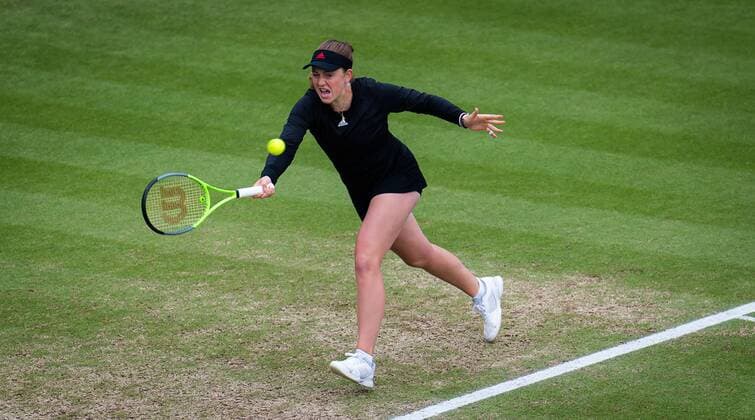 Mandatory Credit: Photo by Rob Prange Shutterstock (12168976x) Jelena Ostapenko of Latvia in action during the final of the 2021 Viking International WTA, Tennis Damen 500 tennis tournament Viking International Championships, Day Eight, Tennis, Eastbourne, East Sussex, UK - 26 June 2021 Viking International Championships, Day Eight, Tennis, Eastbourne, East Sussex, UK - 26 June 2021  Copyright: xRobxPrange Shutterstockx 12168976x
