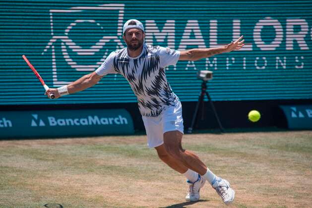 Italian tennis player Simone Bolelli returns the ball during the doubles final match along with his partner Argentine Maximo Gonzalez (not pictured) against Italian New Zealander Marcus Danielli and Austrian Philipp Oswald in the Mallorca Championschip ATP, Tennis Herren held in Santa Ponca, Majorca, Spain, 26 June 2021. Mallorca Championschip ATP !ACHTUNG: NUR REDAKTIONELLE NUTZUNG!  Copyright: xATIENZAx GRAF8519 20210626-d235170762ba2294792285cbc5ba897c700dde86