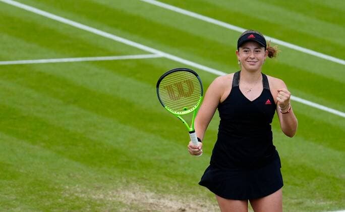 Mandatory Credit: Photo by Dave Shopland BPI Shutterstock (12168982aa) Championship winner Latvia s Jelena Ostapenko celebrates match point Viking International Championships, Day Eight, Tennis, Eastbourne, East Sussex, UK - 26 June 2021 Viking International Championships, Day Eight, Tennis, Eastbourne, East Sussex, UK - 26 June 2021  Copyright: xDavexShopland BPI Shutterstockx 12168982aa