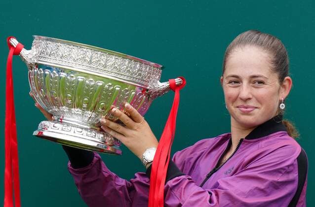 Mandatory Credit: Photo by Dave Shopland BPI Shutterstock (12168982ah) Championship winner Latvia s Jelena Ostapenko with trophy Viking International Championships, Day Eight, Tennis, Eastbourne, East Sussex, UK - 26 June 2021 Viking International Championships, Day Eight, Tennis, Eastbourne, East Sussex, UK - 26 June 2021 Copyright: xDavexShopland BPI Shutterstockx 12168982ah