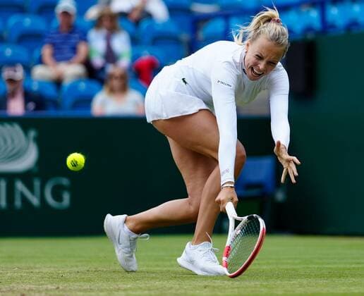 Mandatory Credit: Photo by Dave Shopland BPI Shutterstock (12168982as) Runner Up Anett Kontaveit in Action Viking International Championships, Day Eight, Tennis, Eastbourne, East Sussex, UK - 26 June 2021 Viking International Championships, Day Eight, Tennis, Eastbourne, East Sussex, UK - 26 June 2021  Copyright: xDavexShopland BPI Shutterstockx 12168982as